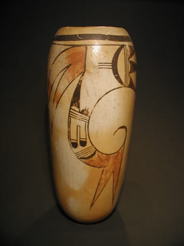 2000-08 Very Large Cylinder Vase with Abstract Feather Design