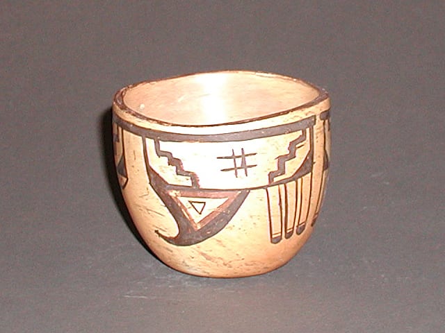 2004-05 Casually Painted Folk Pot with Hooks and Geometric Designs