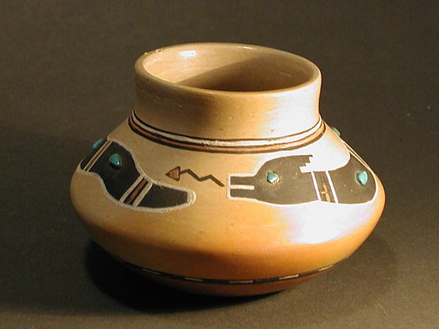 2005-09 Small Jar with Awanyu Figure and Turquoise