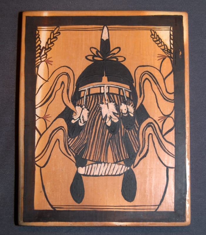 2009-26 Tile with Polychromatic Design of Long Hair Kachina and Corn