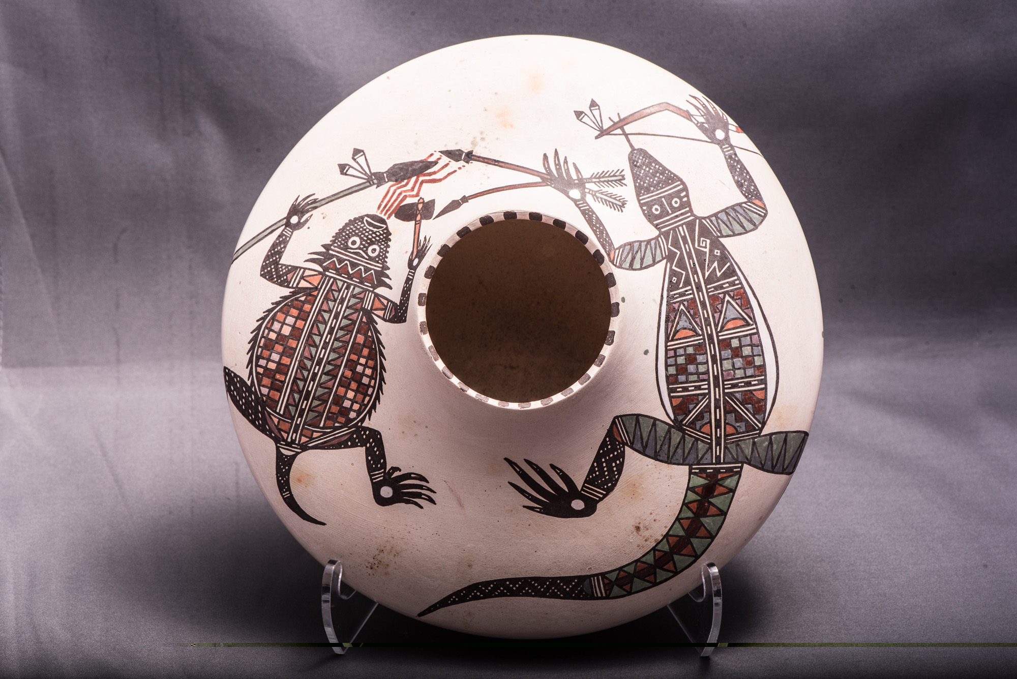 2014-04 Seedpot with Lizard and Horned Toad Warriors Hunting Ants