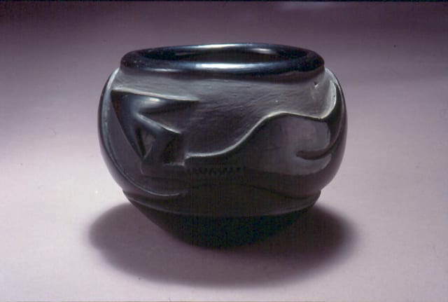 1972-01 Santa Clara Carved Blackware with Avanyu Design