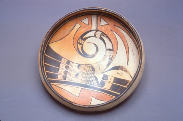 1991-09 1920s Bowl with Bird Hanging from Sky Band Design (broken)