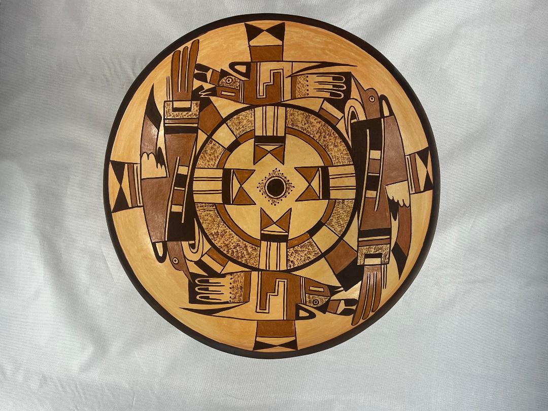 2020-09 Bowl with red shaft woodpeckers, circular center